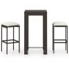 Topdeal Meuble De Bar De Jardin 3 Pcs Et Coussins Résine Tressée Marron FF3064774_FR -Table haute et bar Soldes 55276461 1