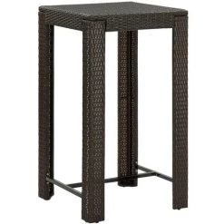 Topdeal Meuble De Bar De Jardin 3 Pcs Et Coussins Résine Tressée Marron FF3064774_FR -Table haute et bar Soldes 55276461 2