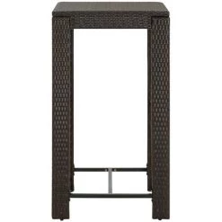 Topdeal Meuble De Bar De Jardin 3 Pcs Et Coussins Résine Tressée Marron FF3064774_FR -Table haute et bar Soldes 55276461 3