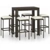 Topdeal Meuble De Bar De Jardin 7 Pcs Et Coussins Résine Tressée Marron FF3064783_FR -Table haute et bar Soldes 55276468 1