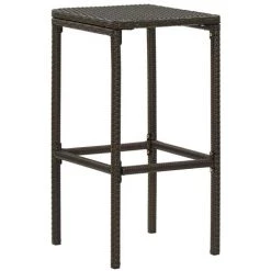Topdeal Meuble De Bar De Jardin 7 Pcs Et Coussins Résine Tressée Marron FF3064786_FR -Table haute et bar Soldes 55276469 4