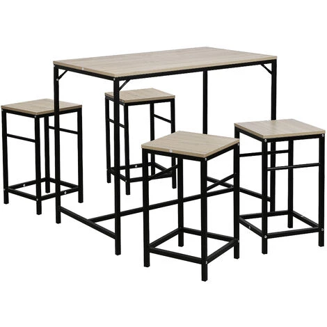 SiFree®Table De Salle à Manger Set De 1 Table + 4 Tabourets,100 X 60 X 87 Cm Table Mange-debout Table Haute Cuisine 3 SiFree®Table De Salle à Manger Set De 1 Table + 4 Tabourets,100 X 60 X 87 Cm Table Mange-debout Table Haute Cuisine