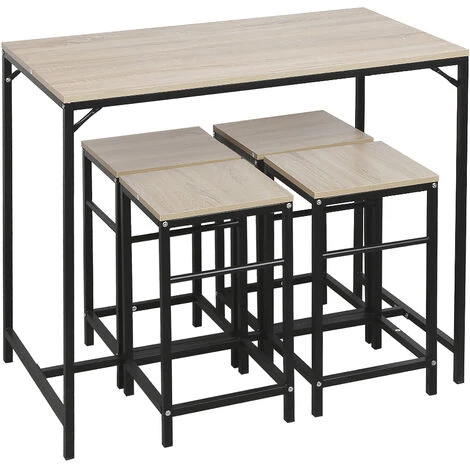 SiFree®Table De Salle à Manger Set De 1 Table + 4 Tabourets,100 X 60 X 87 Cm Table Mange-debout Table Haute Cuisine 4 SiFree®Table De Salle à Manger Set De 1 Table + 4 Tabourets,100 X 60 X 87 Cm Table Mange-debout Table Haute Cuisine – Image 2