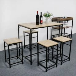 SiFree®Table De Salle à Manger Set De 1 Table + 4 Tabourets,100 X 60 X 87 Cm Table Mange-debout Table Haute Cuisine 11 SiFree®Table De Salle à Manger Set De 1 Table + 4 Tabourets,100 X 60 X 87 Cm Table Mange-debout Table Haute Cuisine -Table haute et bar Soldes 55510924 5