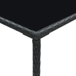 INLIFE Table De Bar De Jardin Noir 70x70x110cm Résine Tressée Et Verre -Table haute et bar Soldes 55640032 5
