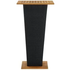 INLIFE Table De Bar Noir 60x60x110 Cm Résine Tressée Et Bois D'acacia