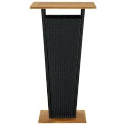 INLIFE Table De Bar Noir 60x60x110 Cm Résine Tressée Et Bois D'acacia -Table haute et bar Soldes 55640295 3