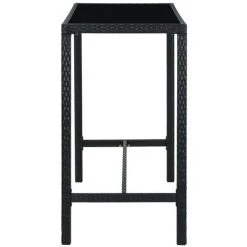 INLIFE Table Bar De Jardin Noir 130x60x110 Cm Résine Tressée Et Verre -Table haute et bar Soldes 55640496 3