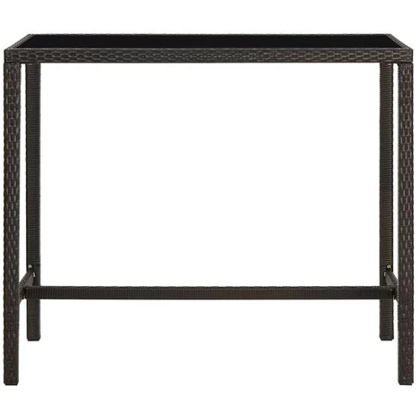 INLIFE Table De Bar De Jardin Marron 130x60x110cm Résine Tressée Verre 3 INLIFE Table De Bar De Jardin Marron 130x60x110cm Résine Tressée Verre