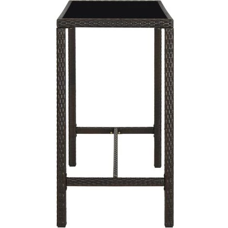 INLIFE Table De Bar De Jardin Marron 130x60x110cm Résine Tressée Verre 5 INLIFE Table De Bar De Jardin Marron 130x60x110cm Résine Tressée Verre – Image 3