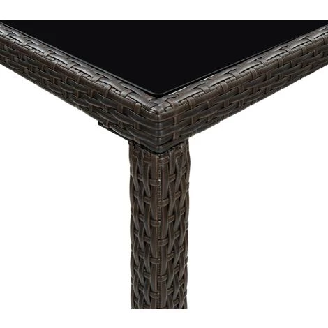 INLIFE Table De Bar De Jardin Marron 130x60x110cm Résine Tressée Verre 7 INLIFE Table De Bar De Jardin Marron 130x60x110cm Résine Tressée Verre – Image 5
