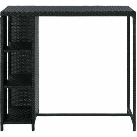 INLIFE Table De Bar Avec Rangement Noir 120x60x110 Cm Résine Tressée 3 INLIFE Table De Bar Avec Rangement Noir 120x60x110 Cm Résine Tressée