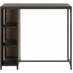 INLIFE Table De Bar Avec Rangement Marron 120x60x110 Cm Résine Tressée