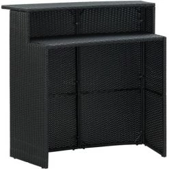 INLIFE Table De Bar De Jardin Noir 120x55x110 Cm Résine Tressée 9 INLIFE Table De Bar De Jardin Noir 120x55x110 Cm Résine Tressée -Table haute et bar Soldes 55640664 3