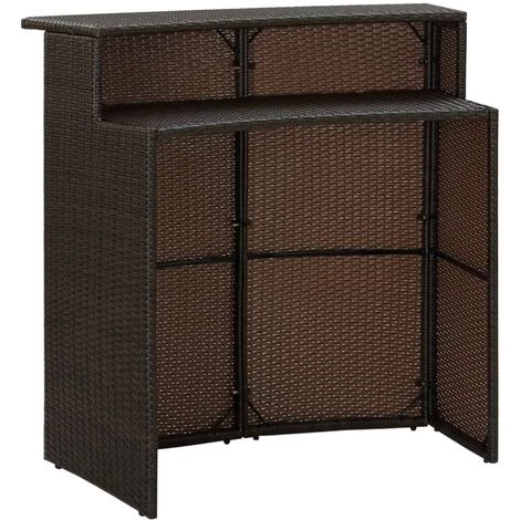 INLIFE Table De Bar De Jardin Marron 120x55x110 Cm Résine Tressée 5 INLIFE Table De Bar De Jardin Marron 120x55x110 Cm Résine Tressée – Image 3