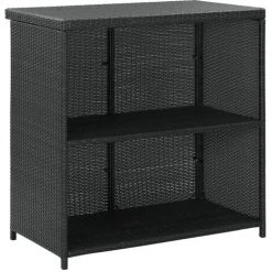 INLIFE Ensemble De Bar 3 Pcs Résine Tressée Noir -Table haute et bar Soldes 55641383 5