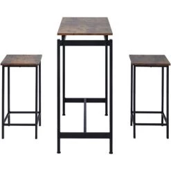 AZKOEESY Table à Manger Avec 2 Chaises En Bois De Fer Pour Cuisine, Sallon, Bar, Restaurant -Table haute et bar Soldes 55847996 2