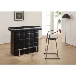 VENTE-UNIQUE.COM Meuble De Bar CARDY - Simili & Verre Trempé - Noir - Noir