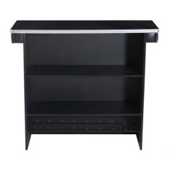 VENTE-UNIQUE.COM Meuble De Bar CARDY - Simili & Verre Trempé - Noir - Noir -Table haute et bar Soldes 55881585 5