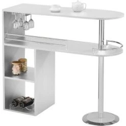 VENTE-UNIQUE.COM Meuble De Bar FRANZ - Blanc - Blanc