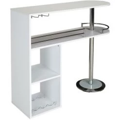 VENTE-UNIQUE.COM Meuble De Bar FRANZ - Blanc - Blanc 10 VENTE-UNIQUE.COM Meuble De Bar FRANZ - Blanc - Blanc -Table haute et bar Soldes 55881916 4