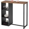 VENTE-UNIQUE.COM Meuble De Bar MORENA - Métal & MDF - Plateau Effet Noyer - Noir, Naturel Foncé -Table haute et bar Soldes 55881970 1