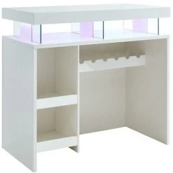VENTE-UNIQUE.COM Meuble De Bar FABIO - MDF Laqué Blanc - LEDs - Blanc -Table haute et bar Soldes 55882753 3