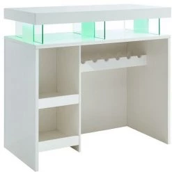 VENTE-UNIQUE.COM Meuble De Bar FABIO - MDF Laqué Blanc - LEDs - Blanc -Table haute et bar Soldes 55882753 5