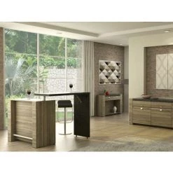 VENTE-UNIQUE.COM Meuble De Bar Pivotant METEORITE - 2 Portes & 2 Niches - MDF Plateau Effet Granite - Gris Anthracite, Taupe 11 VENTE-UNIQUE.COM Meuble De Bar Pivotant METEORITE - 2 Portes & 2 Niches - MDF Plateau Effet Granite - Gris Anthracite, Taupe -Table haute et bar Soldes 55883275 5