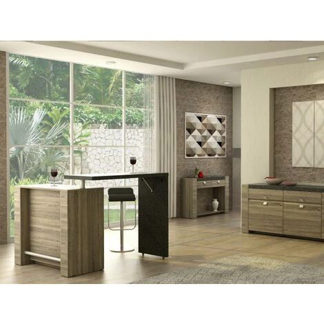 VENTE-UNIQUE.COM Meuble De Bar Pivotant METEORITE - 2 Portes & 2 Niches - MDF Plateau Effet Granite - Gris Anthracite, Taupe 7 VENTE-UNIQUE.COM Meuble De Bar Pivotant METEORITE - 2 Portes & 2 Niches - MDF Plateau Effet Granite - Gris Anthracite, Taupe – Image 5