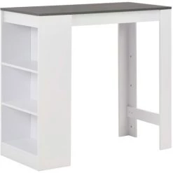 HELLOSHOP26 Table Haute Mange Debout Bar Bistrot Avec étagère Blanc 110 Cm - Blanc