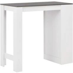 HELLOSHOP26 Table Haute Mange Debout Bar Bistrot Avec étagère Blanc 110 Cm - Blanc -Table haute et bar Soldes 56403642 4