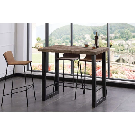 Table Haute En Bois Coloris Chêne Américain / Pieds Noir - Longueur 120 X Profondeur 70 X Hauteur 100 Cm -PEGANE- 3 Table Haute En Bois Coloris Chêne Américain / Pieds Noir - Longueur 120 X Profondeur 70 X Hauteur 100 Cm -PEGANE-
