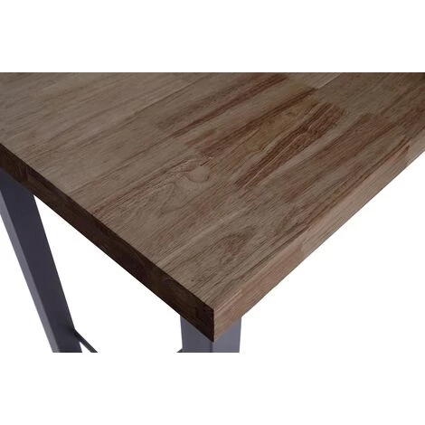 Table Haute En Bois Coloris Chêne Américain / Pieds Noir - Longueur 120 X Profondeur 70 X Hauteur 100 Cm -PEGANE- 4 Table Haute En Bois Coloris Chêne Américain / Pieds Noir - Longueur 120 X Profondeur 70 X Hauteur 100 Cm -PEGANE- – Image 2