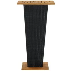 Topdeal Table De Bar Noir 60x60x110 Cm Résine Tressée Et Bois D'acacia FF313463_FR -Table haute et bar Soldes 56578274 2