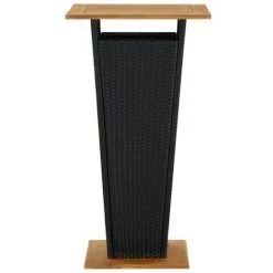 Topdeal Table De Bar Noir 60x60x110 Cm Résine Tressée Et Bois D'acacia FF313463_FR -Table haute et bar Soldes 56578274 3