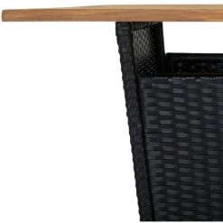 Topdeal Table De Bar Noir 80x80x110 Cm Résine Tressée Et Bois D'acacia FF313465_FR -Table haute et bar Soldes 56578278 5