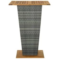 Topdeal Table De Bar Gris 80x80x110 Cm Résine Tressée Et Bois D'acacia FF313466_FR -Table haute et bar Soldes 56578286 3