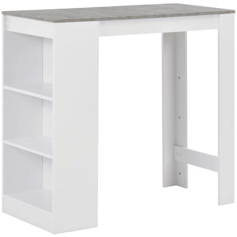 INLIFE Table De Bar Avec étagère Blanc 110x50x103 Cm 4 INLIFE Table De Bar Avec étagère Blanc 110x50x103 Cm – Image 2