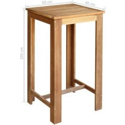 INLIFE Table De Bar Bois D'acacia Solide 60 X 60 X 105 Cm -Table haute et bar Soldes 56630921 4