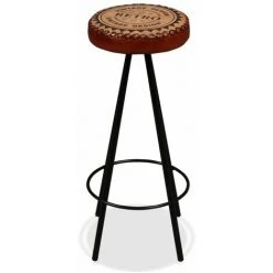 INLIFE Tabourets De Bar 2 Pcs Cuir Véritable -Table haute et bar Soldes 56630954 4