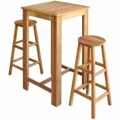 NOVA Ensembles De Table Et De Selles De La Barre En Bois Solide Acacia Avec Finition D'huile Divers Morceaux Table Et Tabourets De Bar 3 Pcs Bois D'acacia Massif Des Modèles : 3 Pièces