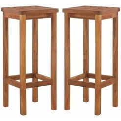 NOVA 2 Tabourets à 2 Pc En Bois En Bois D'Acacia Solide Tabourets De Bar 2 Pcs Bois D'acacia Solide