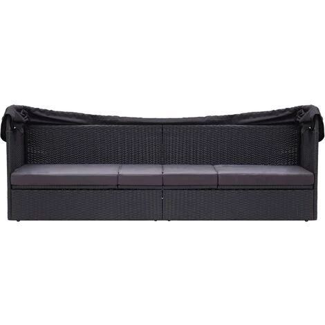 NOVA Garden De Canapé Extérieur Avec Canopée à Polyrattan Piscine Salon Lit-canapé D'extérieur Avec Auvent Résine Tressée Noir Couleur : Noir 6 NOVA Garden De Canapé Extérieur Avec Canopée à Polyrattan Piscine Salon Lit-canapé D'extérieur Avec Auvent Résine Tressée Noir Couleur : Noir – Image 4