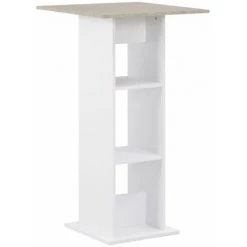 NOVA Table De Bar Avec étagères Quadowes En Bois Moderne Différentes Couleurs Table De Bar Blanc Et Béton 60x60x110 Cm Couleur : Ciment Blanc