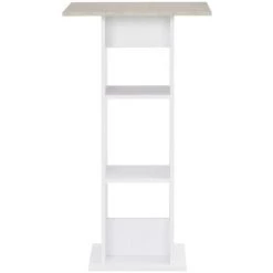 NOVA Table De Bar Avec étagères Quadowes En Bois Moderne Différentes Couleurs Table De Bar Blanc Et Béton 60x60x110 Cm Couleur : Ciment Blanc -Table haute et bar Soldes 57094653 3