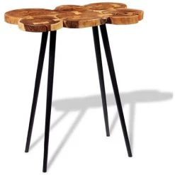 NOVA Tableau De Coffre En Bois Massif D'Acacia 90x60x110 Cm Brun Et Noir Table De Bar Bois D'acacia Massif 90 X 60 X 110 Cm -Table haute et bar Soldes 57095014 3