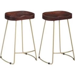 NOVA Tabouret De Bar 2 Pcs En Bois Massif De La Mangue Brun Massif Tabourets De Bar Gavin 2 Pcs Bois De Manguier Massif Taille : 46 X 38 X 52 Cm