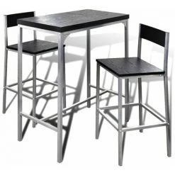 NOVA Ensemble De Table Et 2 Tabourets De Cuisine à Bar Haut Pour Le Petit Déjeuner 3 Pièces Ensemble De Bar à Petit-déjeuner