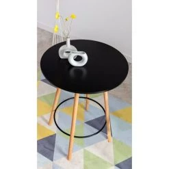 CLP Table Haute De Bar Nerja En Bois Avec Plateau Rond Et Repose-pieds En Métal Noir Rund -Table haute et bar Soldes 57137932 3